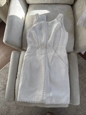 Ann Taylor Off White Sleeveless linen sheath Dress Sz 4
